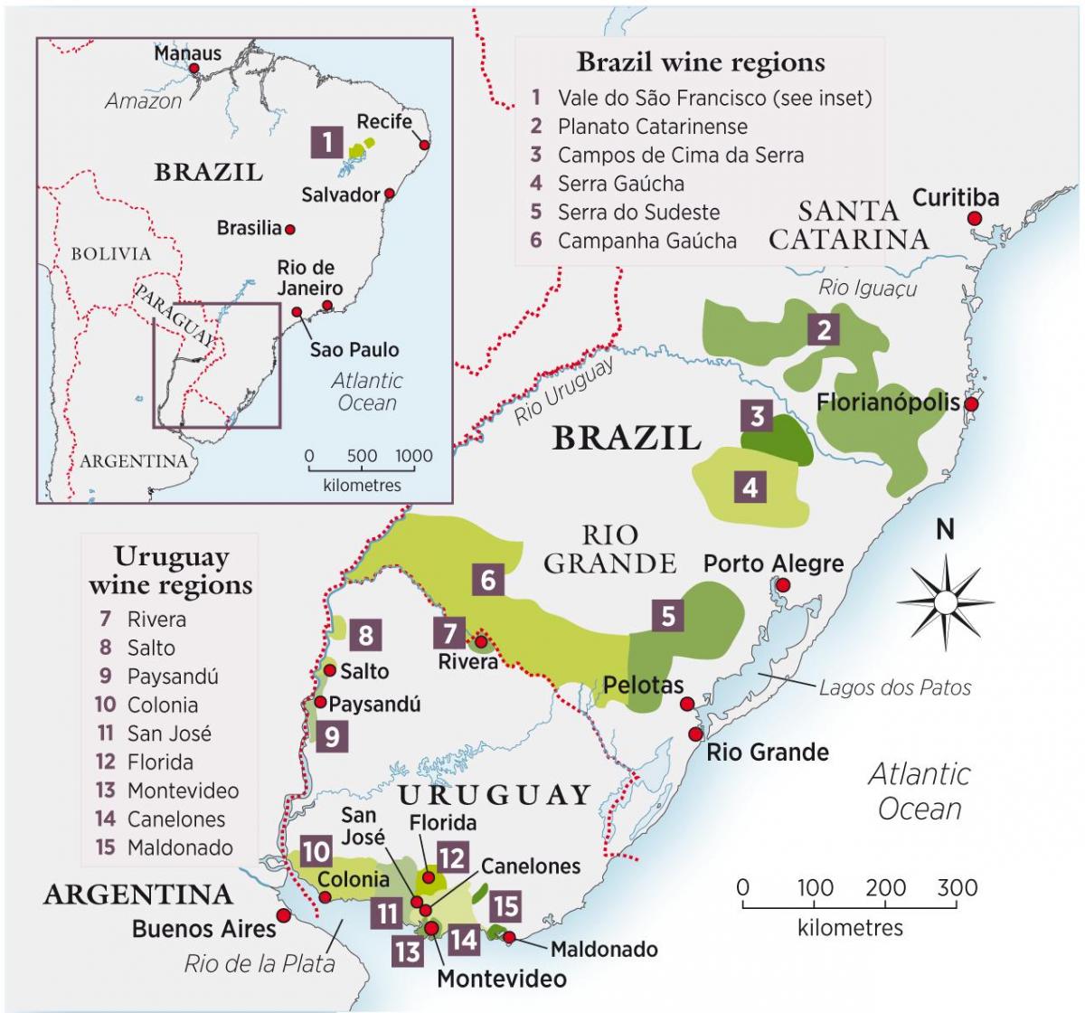 Map of Uruguay wine